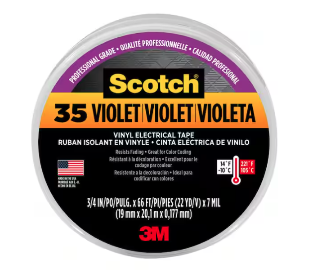 3/4 in. x 66 ft. x 0.007 in. #35 Electrical Vinyl Tape, Violet - 9443219