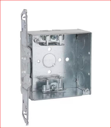 4 in. W x 2-1/8 in. D 2-Gang Welded Square Box with Three 1/2 in. KO's, One TKO, AC/MC/Flex Clamps, TS Bracket, Flush - 91007810633