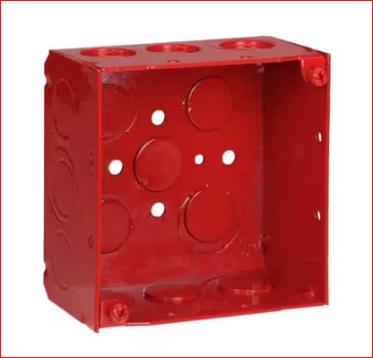 4 in. Square 2-1/8 in. Deep Red Box 1/2 in. and 3/4 in. Knockouts - 91010064434