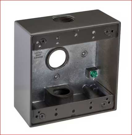 3/4 in. Weatherproof 3-Hole Double Gang Bronze Electrical Box - 91009346241