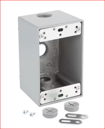 1-Gang Deep Metallic Weatherproof Box with (3) 1/2 in. Holes, Gray - 9689837