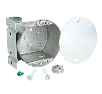 4 in. Round 2-1/8 in. Deep 21.5 cu. in. Metallic Ceiling Fan/Light Fixture Side Mount Box for Old/New Work - 9425205