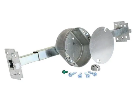 4 in. Round 1-1/2 in. Deep 15.3 cu. in. Metallic Ceiling Fan/Light Fixture Box and Brace Kit for New Work - 9398995