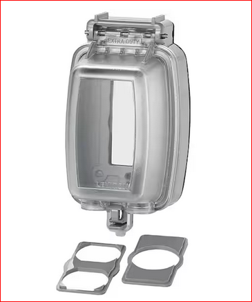 Decora/GFCI 1-Gang Extra Heavy Duty Raintight While-In-Use Device Mount Vertical Cover with Lid, Clear - 91002489820