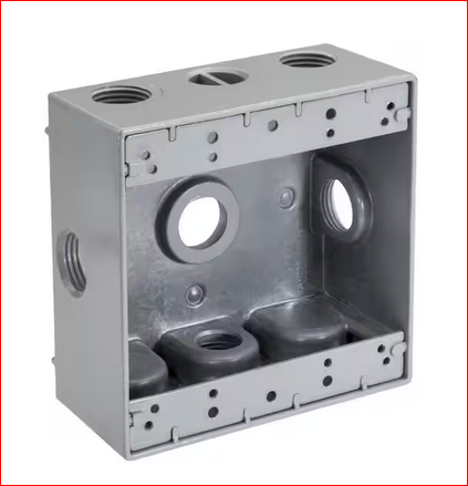 3/4 in. Weatherproof 6-Hole Double Gang Electrical Box - 91009346323