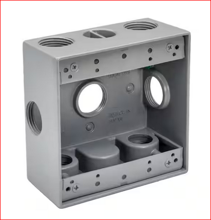 3/4 in. Weatherproof 7-Hole Side Opening Double Gang Electrical Box - 91009346326