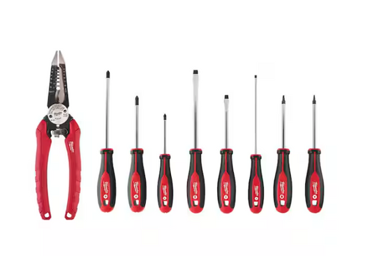 7.75 in. Combination Electricians 6-in-1 Wire Strippers Pliers and Screwdriver Set (9-Piece) - 91005668233