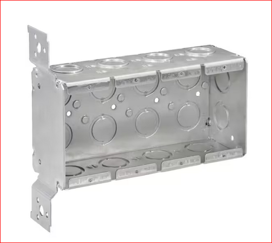 2-1/2 in. D Steel Metallic 4-Gang Welded Switch Box with 18 CKO's and F Bracket, 1-Pack - 91009222590