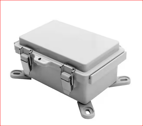 Watertight Junction Box 5.9 x 3.9 x 2.8 PVC Plastic Gray Hinged Cover with Stainless Steel Latch with Mounting Plate - 91011576580