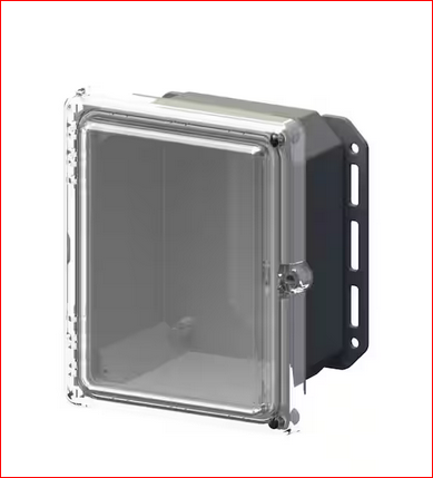 9.7 in. L x 8.2 in. W x 5.5 in. H Polycarbonate Clear Hinged Screw Top Cabinet Enclosure with Gray Bottom - 91002846993