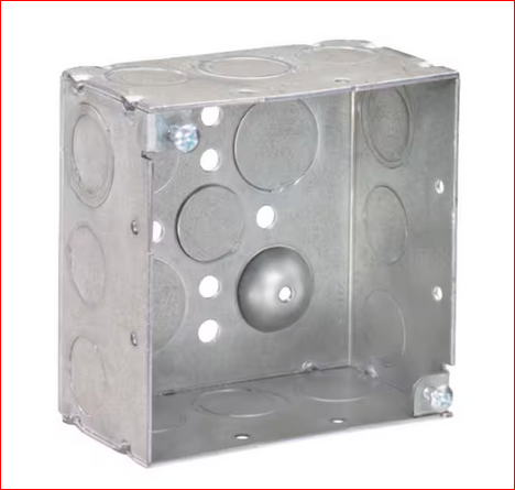 4 in. W x 2-1/8 in. D Steel Metallic 2-Gang Square Box with Eight 1/2 in. Ko, Two 3/4 in. Ko, 6 Ko (25-Pack) - 91011575442