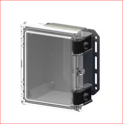 9.7 in. L x 8.2 in. W x 5.5 in. H Polycarbonate Clear Hinged Latch Top Cabinet Enclosure with Gray Bottom - 91002847003