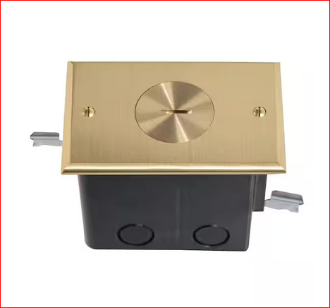 Pass & Seymour Slater Brass 1-Gang Floor Box with Single Tamper-Resistant Receptacle for Wood Sub-Floor - 91002962129