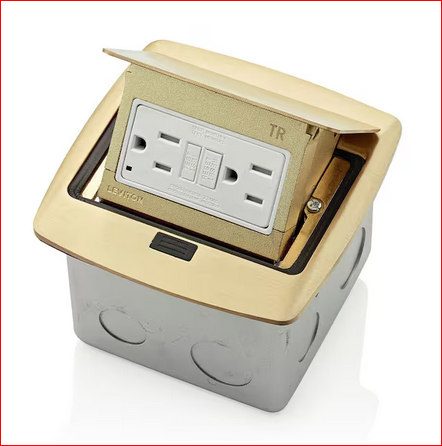 Pop-Up Floor Box with 15 Amp, Tamper-Resistant Self-Test GFCI Outlet, Brass - 91004441290