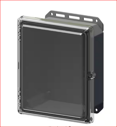 9.7 in. L x 8.2 in. W x 5.5 in. H Polycarbonate Clear Hinged Screw Top Cabinet Enclosure with Gray Bottom - 91002846998