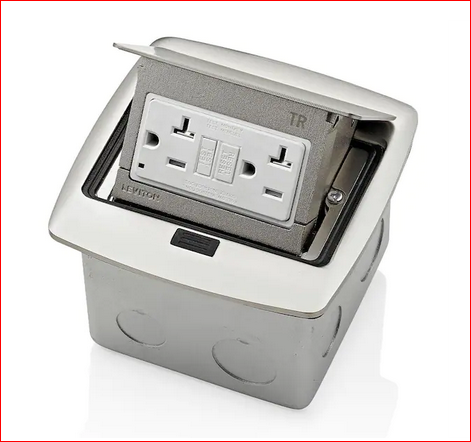 Pop-Up Floor Box with 20 Amp, Tamper-Resistant Self-Test GFCI Outlet, Brushed Nickel - 91004441294