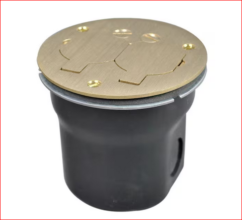 Wiremold 862 Series 3/4 in. 15 Amp Round 2-Outlet Floor Box Brass - 91000516428