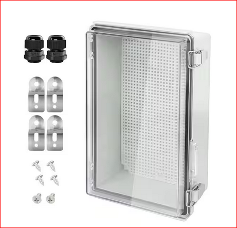 3.9 in. x 6.9 in. x 10.6 in. ABS Plastic Junction Box Electrical Enclosure with Mounting Plate, IP67 Waterproof - 91012166141