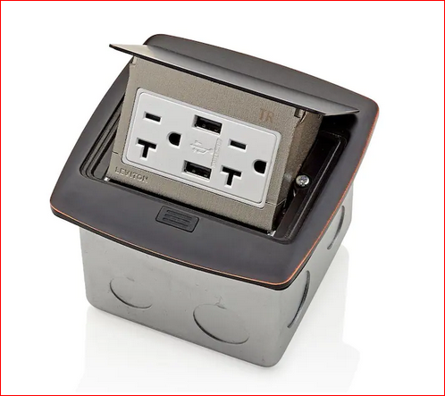 Pop-Up Floor Box with Dual Type A, 3.6 Amp USB Charger, 20 Amp Outlet, Bronze