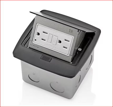 Pop-Up Floor Box with 15 Amp, Tamper-Resistant Self-Test GFCI Outlet, Black - 91004441302