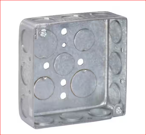 4 in. W x 1-1/2 in. D Steel Metallic Drawn Square Box with Sixteen 1/2 in. KO's (50-Pack) - 91011575453