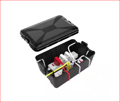 12.6 in. x 8.3 x 5.2 in. Black Large Outdoor Electrical Box Waterproof IP54 Extension Cord Cover with 7 Cable Seal Entry - 91012166133