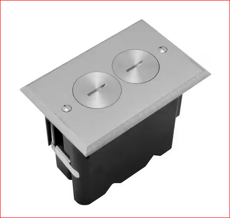 Wiremold WMFB Series 1-Gang Rectangular Floor Box with 2-1/8 in. W x 3-3/4 in. L x 3-7/8 in. D - Nickel Cover - 91001655212