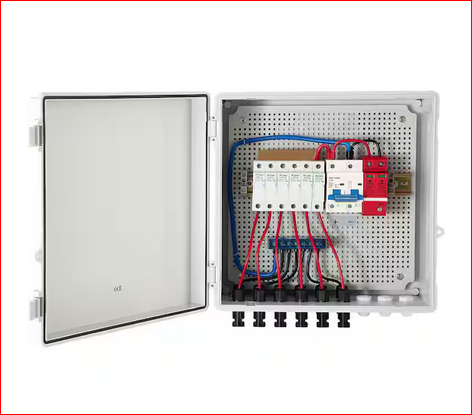 PV Combiner Box 6-String Solar Combiner Box with 15A Rated Current Fuse 125A Circuit Breaker Lightning Arreste - 91011224688