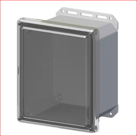 11.8 in. L x 10 in. W x 7.5 in. H Polycarbonate Clear Screw Top Cabinet Enclosure with Gray Bottom - 91002847000