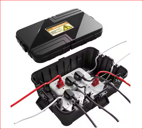 Outdoor Electrical Wall Box 8.5 in. x 12.5 in x 5 in. Plastic Electrical Weatherproof Cord Cover with 8 Cable Seal Entry - 91012140201