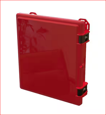 17.8 in. L x 16.3 in. W x 4 in. H Polycarbonate Red Hinged Latch Top Cabinet Enclosure with Red Bottom