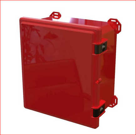 17.8 in. L x 16.3 in. W x 9.3 in. H Polycarbonate Red Hinged Top Cabinet Enclosure with Red Bottom