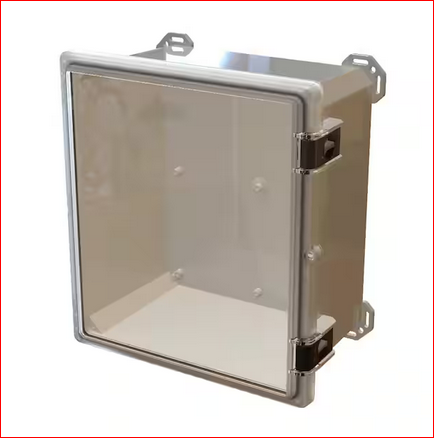 Nema 4x I632 Hinged Latch Top, 17.8 in. L x 16.3 in. W x 9.3 in. H Polycarbonate Electronic Cabinet Enclosure Clear/Gray - 91004547342