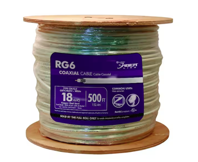 500 ft. 18 RG6 Dual Shield CU CATV CM/CL2 Coaxial Cable in White - 9165278