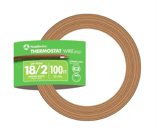 100 ft. 18/2 Brown Solid CU CL2 Thermostat Wire - 9100091