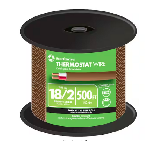 500 ft. 18/2 Brown Solid CU CL2 Thermostat Wire - 9278297