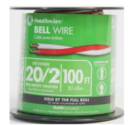 100 ft. 20/2 Twisted CU Bell Wire - 91001222614