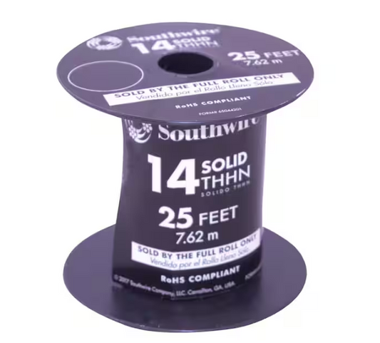 25 ft. 14 Black Solid CU THHN Wire - 91002352610