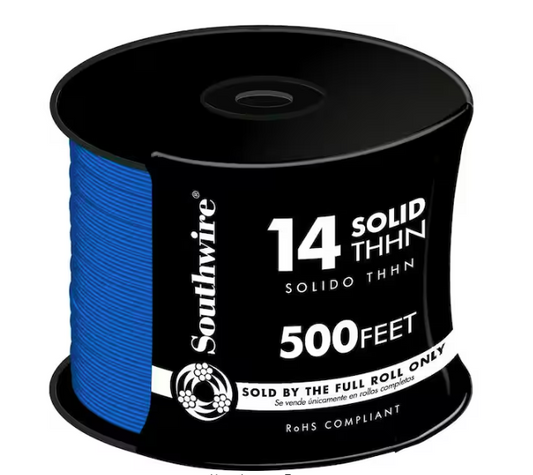 500 ft. 14 Blue Solid CU THHN Wire - 9589284