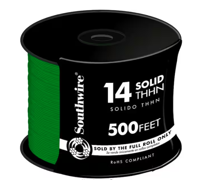 500 ft. 14 Green Solid CU THHN Wire - 9866296