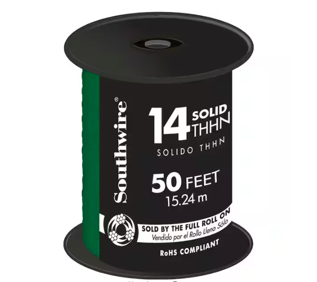 50 ft. 14 Green Solid CU THHN Wire - 9713668