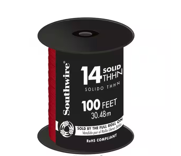 100 ft. 14 Red Solid CU THHN Wire - 9713685