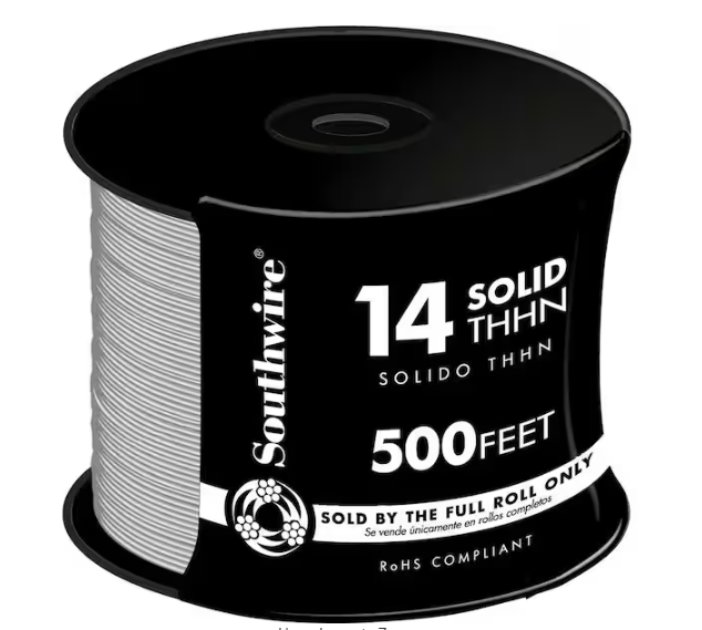 500 ft. 14-Gauge White Solid CU THHN Wire - 9866245