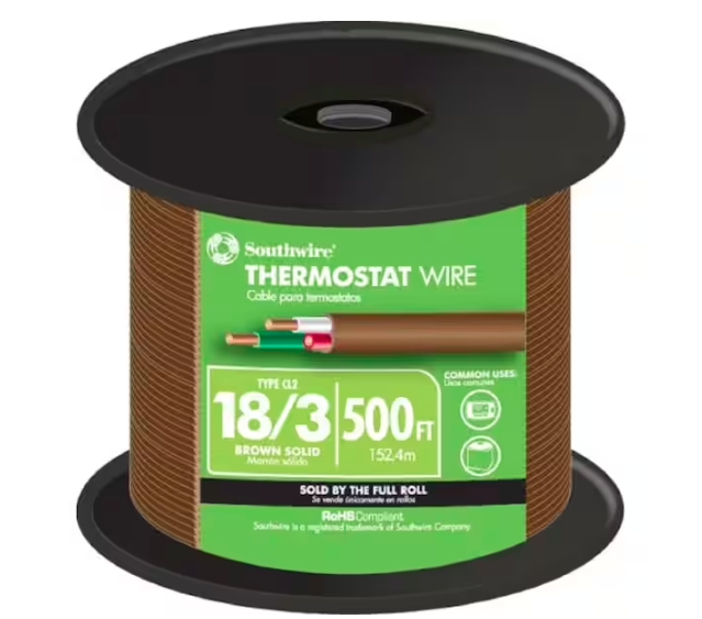 500 ft. 18/3 Brown Solid CU CL2 Thermostat Wire - 9278319