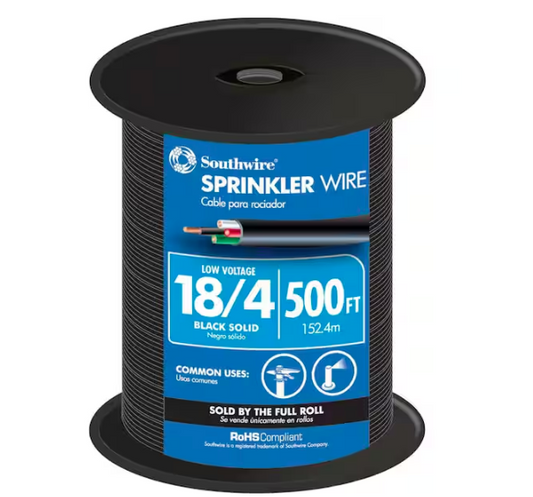 500 ft. 18/4 Black Solid UL Burial Sprinkler System Wire - 9517770