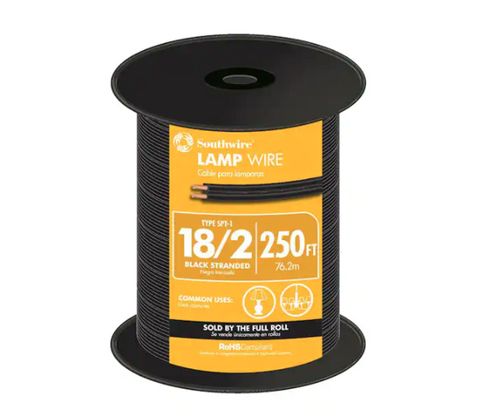 250 ft. 18/2 Black Stranded CU SPT-1 Lamp Wire - 9278130