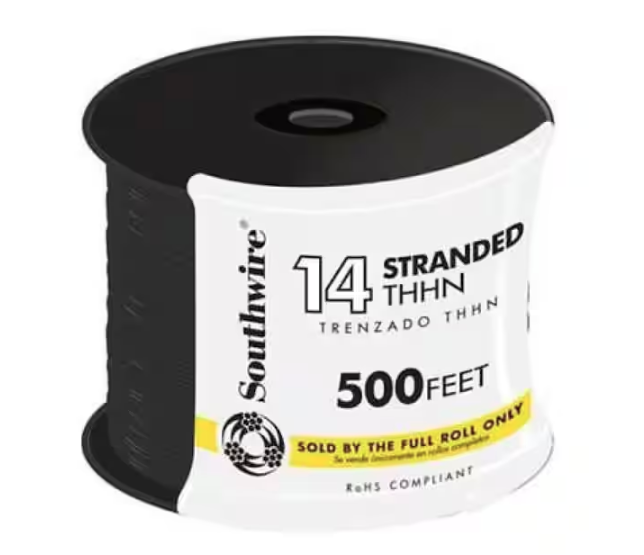 500 ft. 14-Gauge Black Stranded CU THHN Wire - 9320153