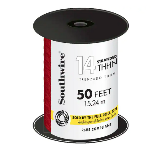 50 ft. 14 Red Stranded CU THHN Wire - 9704921