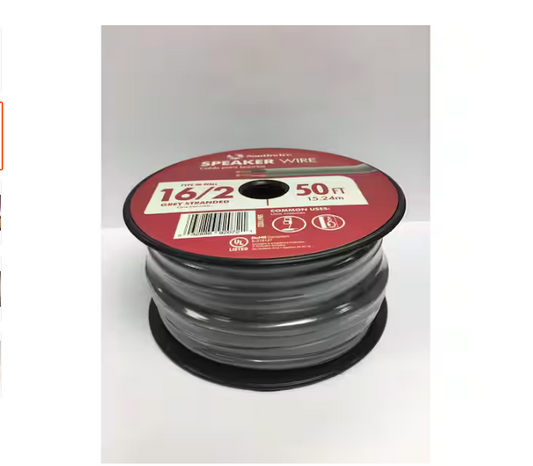 50 ft. 16/2 Grey Stranded CU In-Wall CL3 Speaker Wire - 91002352144