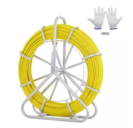 Fish Tape Fiberglass 600 ft. x 5/16 in. Non-Conductive Duct Rodder Fishtape with Steel Reel Stand for Electrical Conduit - 91010358411